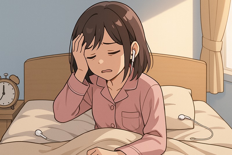イヤホンしながら寝ると睡眠の質は下がる？