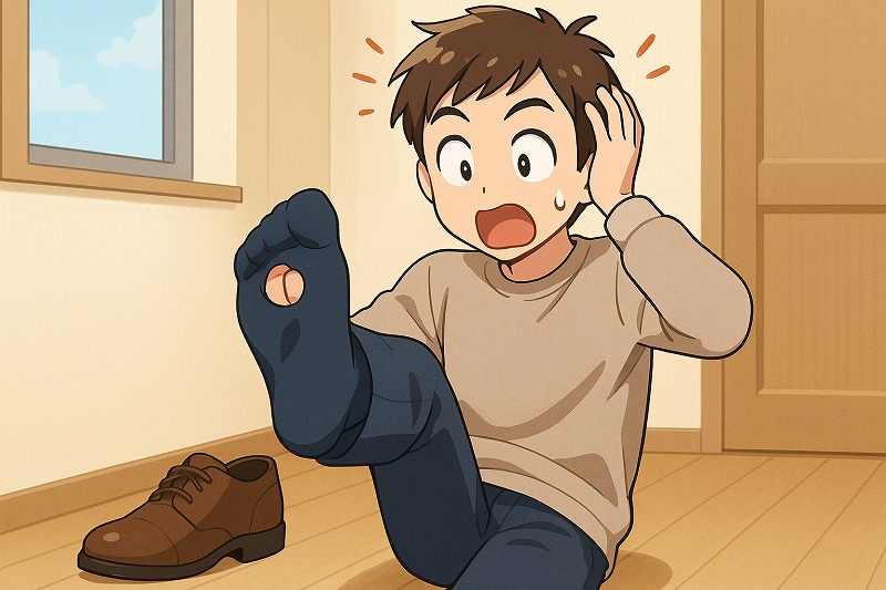 靴下のかかと破れを防止する方法