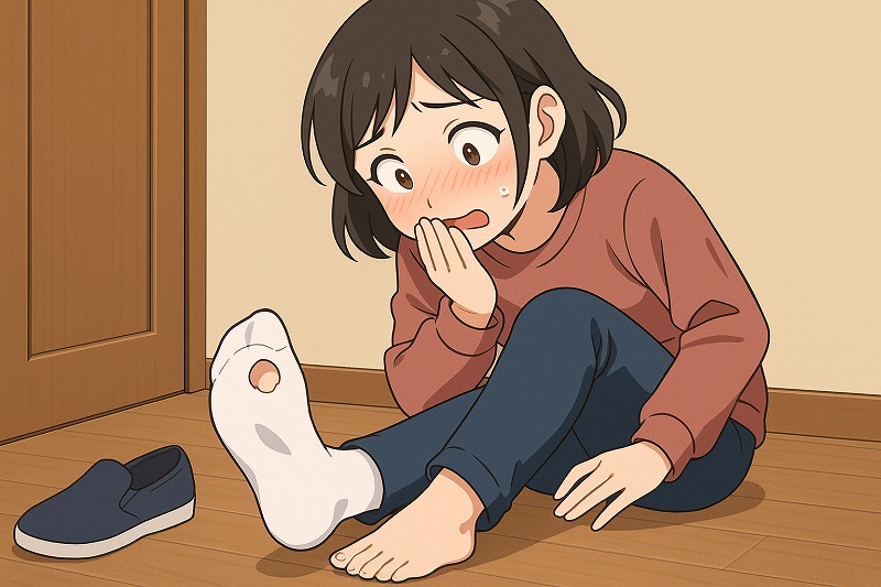 靴下のかかと破れを防止する対策